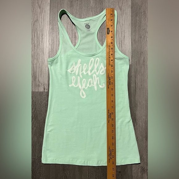 the Printed Palette Mint “shells yeah” Racerback Tank - Sz Women’s Medium - Picture 6 of 8